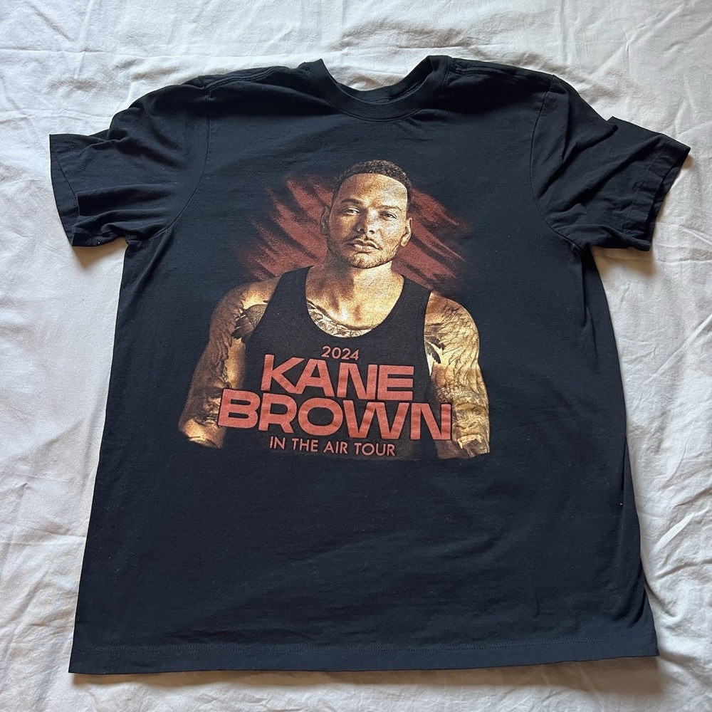 Kane Brown T Shirt‎ Men's Large Black 2024 In The Air Tour Concert Merch EUC